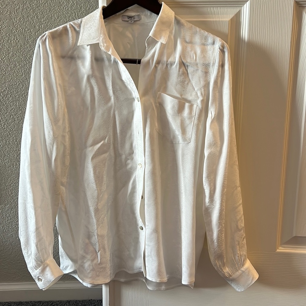 Rails Button Up White With Snake Print Size Xs Bu… - image 1